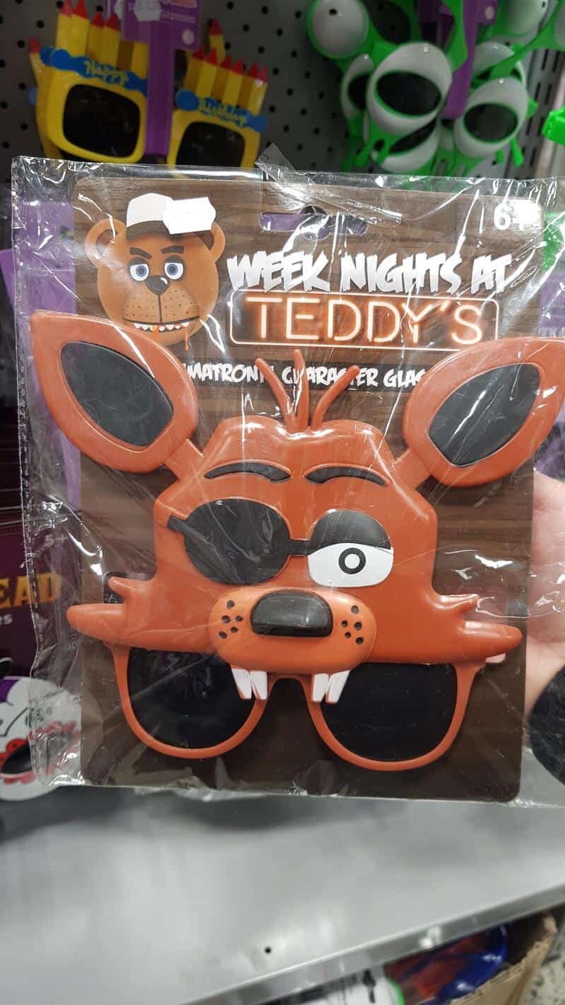 Teddy bear mask with eyepatch and sunglasses from 'Week Nights at Teddy's'.