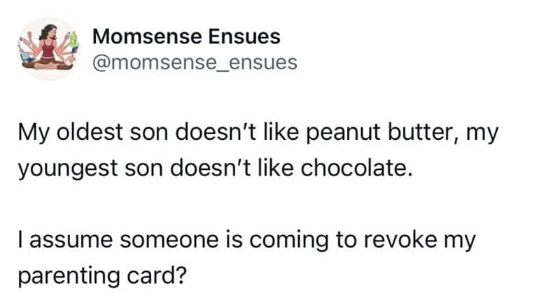 Parenting humor about kids' food preferences and parenting cards.