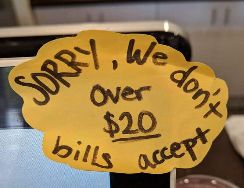 Sorry, we don’t over $20 bills accept.