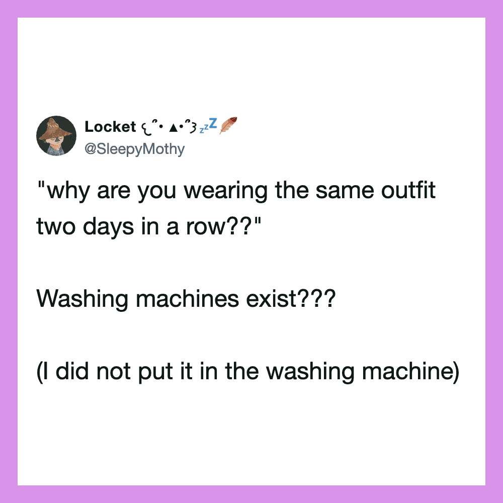 Twitter post questioning wearing the same outfit two days in a row.