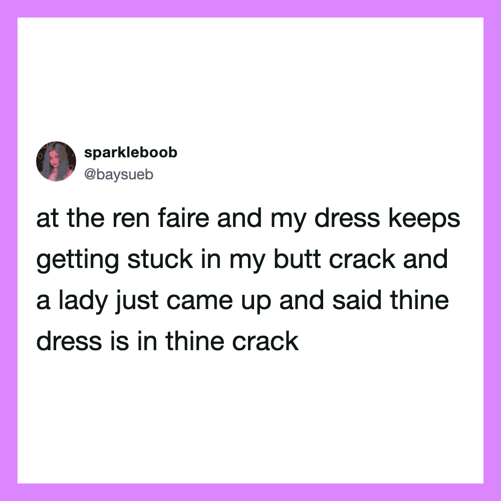 Tweet about dress getting stuck in butt crack at the fair.