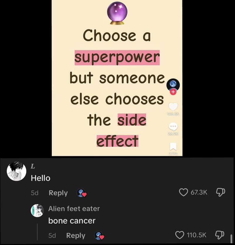 Choose a superpower but someone else chooses the side effect.
