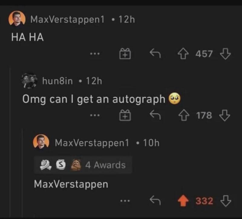 Screenshot of a humorous online conversation about getting an autograph.