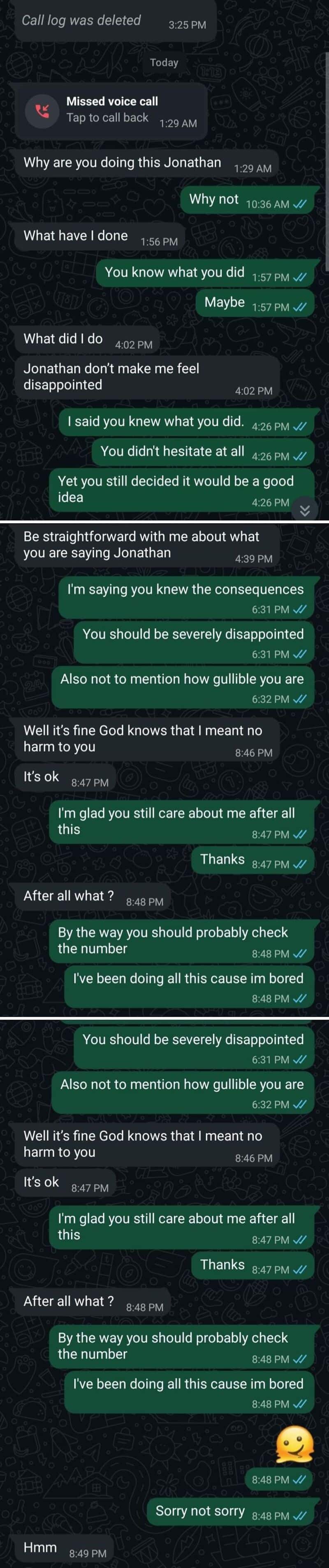Text conversation about a mistaken identity and disappointment.