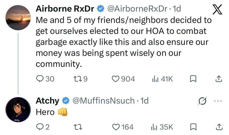 Screenshot of a social media post about community effort to elect HOA members.