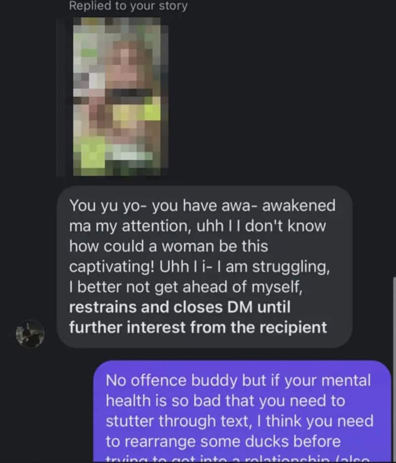 Screenshot of a social media conversation about mental health and relationships.
