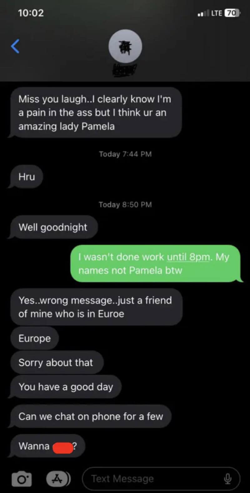 Screenshot of a text message conversation with humorous and friendly messages.