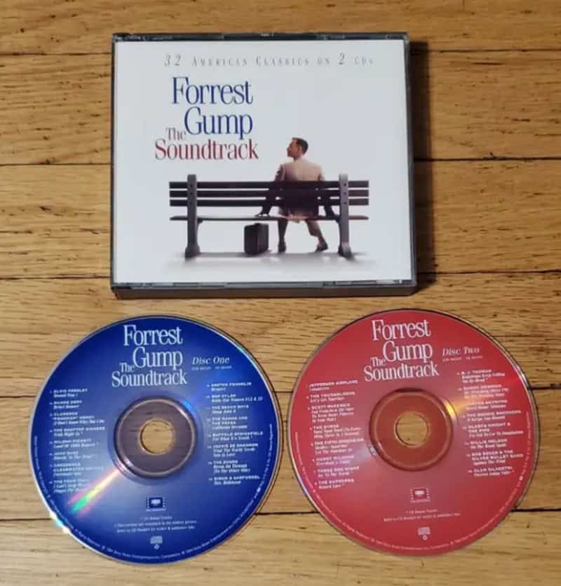 The Soundtrack CD set with blue and red discs and a man sitting on a bench on the case.