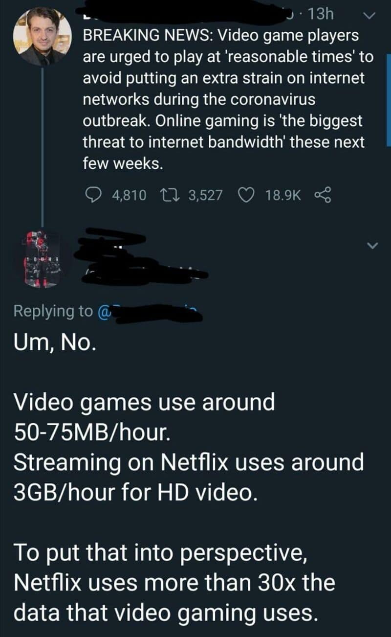 Video game players urged to play at reasonable times to avoid internet strain.