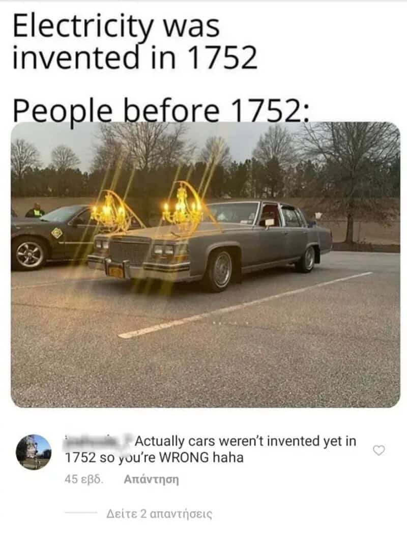 Electricity was invented in 1752 People before 1752:.