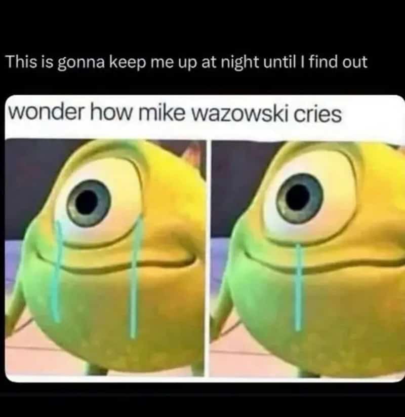 This is gonna keep me up at night until I find out wonder how mike wazowski cries.