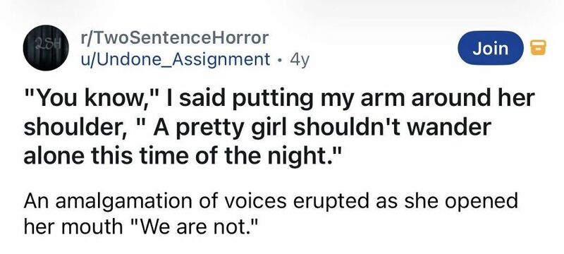 A girl with her arm around her shoulder, voice saying 'We are not.'.