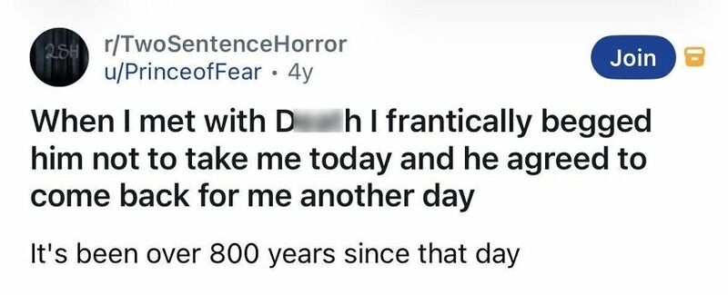 Screenshot of a Reddit post about a 800-year-old encounter.