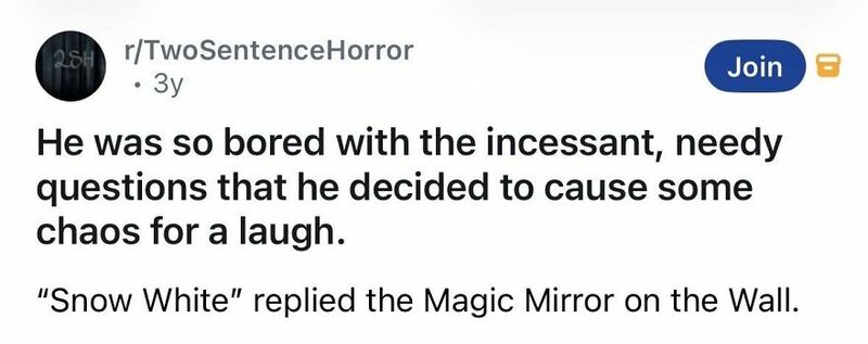 Bored man causes chaos after asking Snow White a question from the Magic Mirror.