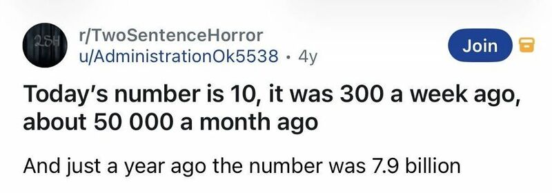 Screenshot of Reddit post discussing global population numbers and growth.