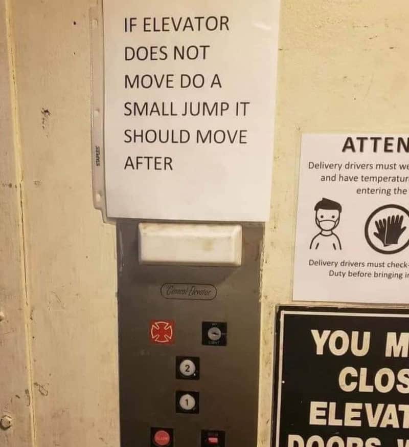 If elevator does not move, do a small jump, it should move after.