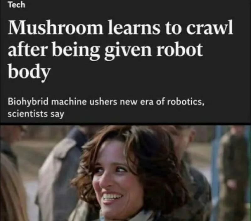 Mushroom learns to crawl after being given robot body. Biohybrid machine ushers new era of robotics,.