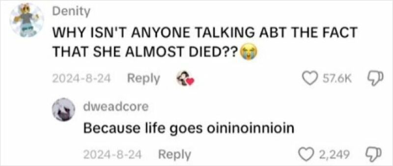 Screenshot of TikTok comments discussing a serious topic.