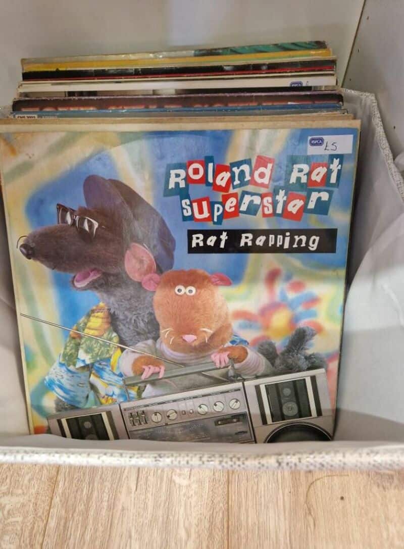 Roland Rat Superstar: Rat Rapping cover with cartoon rat characters and a boombox.