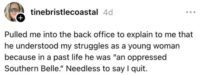 A woman explains her struggles to a coworker in the back office.