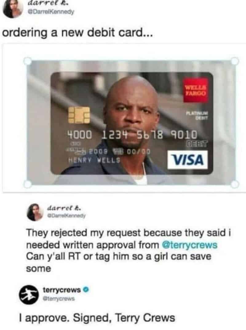 Image of a man with a debit card, caption about ordering a new card.